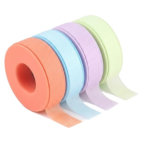 4 Rolls 354.33IN*4, Lash Tape, Eyelash Extension Tape for Lash Clusters, Breathable Micro-Pore Adhesive Strips, Soft Lash Tech Tape for Eyelash Extensions, Available in Orange Purple Green Blue