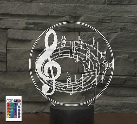 3D Music Notation Night Lights with Remote Control 16 Color LED Table Lamp Children Bedroom Decor Gifts for Kids