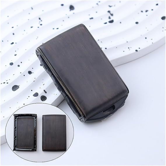 Wood Car Key Fob Case Shell Cover Compatible for Volvo S60 S90 XC40 XC60 XC90 V60 V90 EX40 C30 Compatible for Polestar 1 2 3 2024 2023 2022 2021(Black -black frame,No Logo)