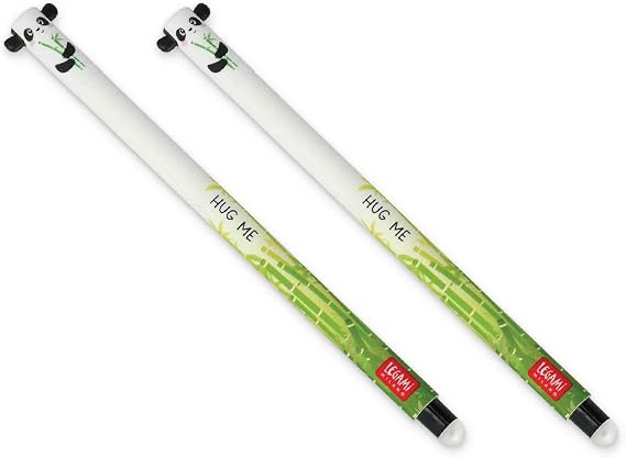 LEGAMI Erasable Gel Pen Panda, Thermosensitive Ink, 0.7 mm Tip Diameter, 15 cm Length, Black ink (Pack of 2)