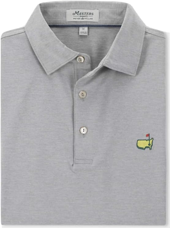 PETER MILLAR 2023 Masters Men's Solid Gray Performance Tech Golf Polo Shirt