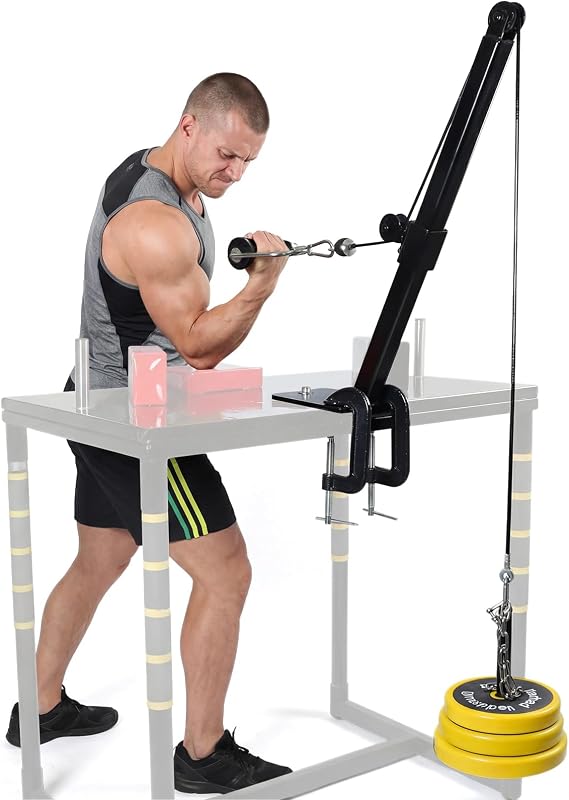 Arm Wrestling Battle Table Pulley Training Set, Wrist and Forearm Strength Machine with Handle, Multi-Angle Adjustment, Steel, 40x12x8.5 Inch