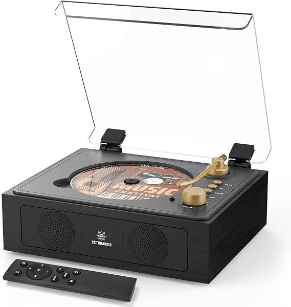 RetroAudio CD Player Portable with Built-in Stereo Speakers Support Bluetooth Nostalgic Music CD Players for Home AUX in/Headphone Jack
