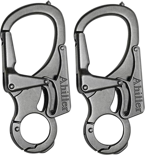 Ahiller Double Lock Carabiner Clip, Tungsten Steel Tip Keychain for Outdoor