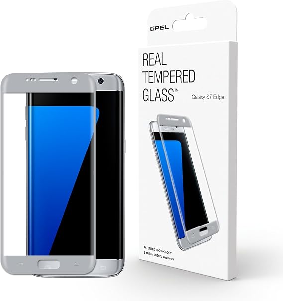 Galaxy S7 Edge Screen Protector [GS7 Edge] [3D Curved Full Cover] GPEL Accessory Glass by Corning Tempered Glass, Guarantee, Premium Quality Glass in Korea (Silver)