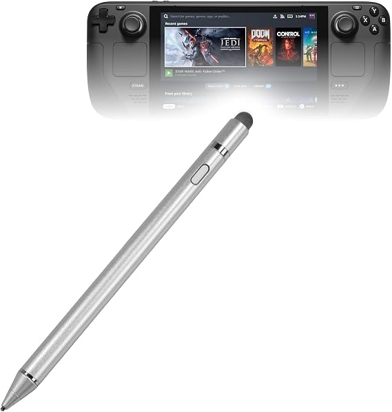 BoxWave Stylus Pen Compatible with Valve Steam Deck - AccuPoint Active Stylus, Electronic Stylus with Ultra Fine Tip - Metallic Silver