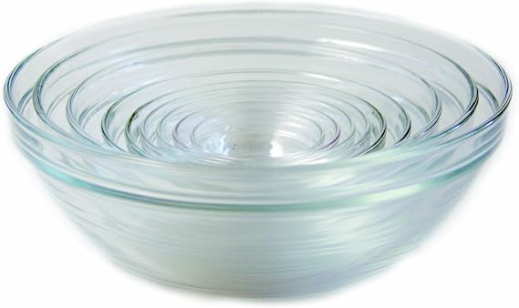 Duralex Made in France LYS Stackable 9-Piece Glass Bowl Set,Clear