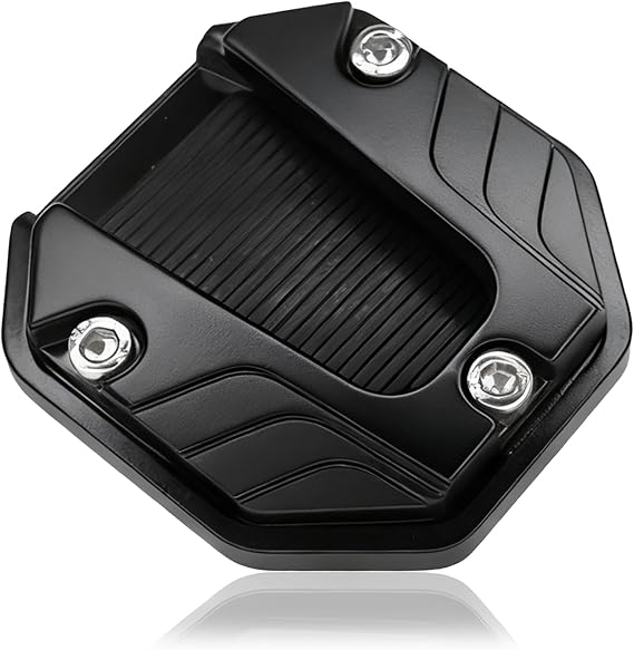 Motorcycle Kickstand Pad, Kickstand Puck Extension Pad Motorcycle Side Stand Support Plate, Anti-Sink Outdoor Safety Parking Shoe Foot Support Enlarged Bottom for Modification Accessory(Black)