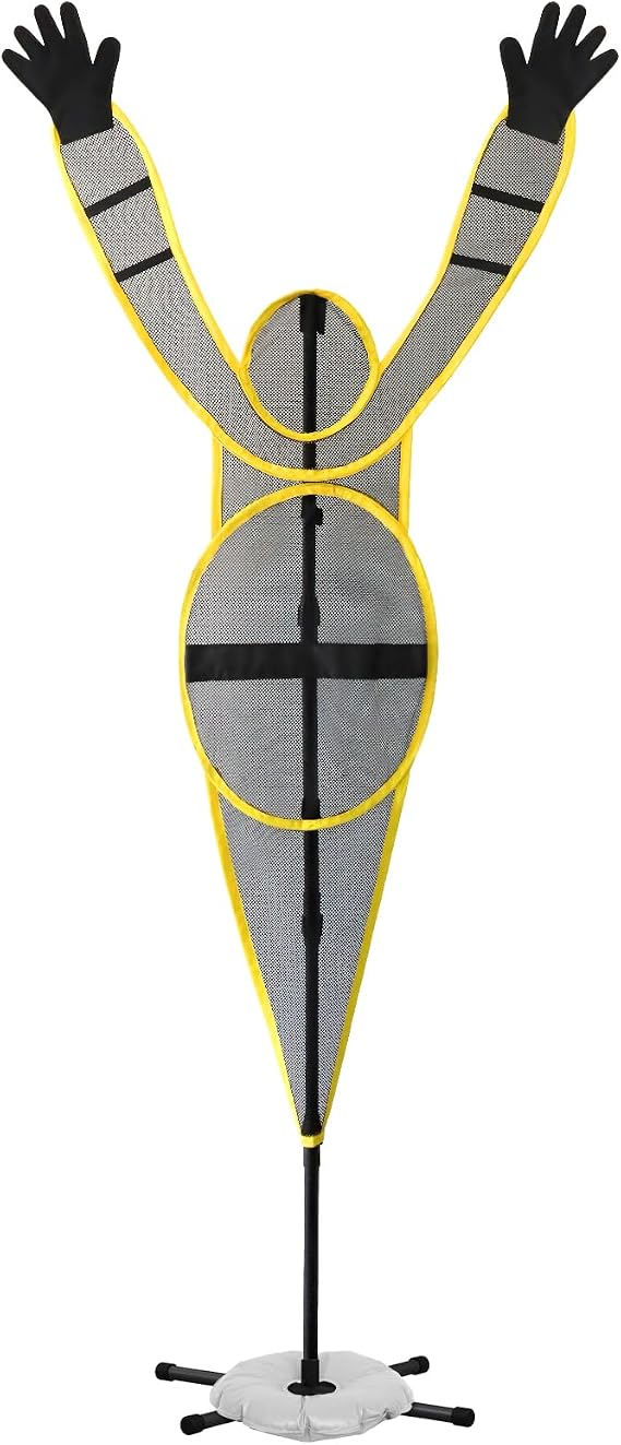 Water Bag Base Basketball Training Dummy - Fixed Arm Defensive Mannequin, Height-Adjustable & Portable for Shooting/Dribbling | for Teams, Coaches, Individuals (Yellow)