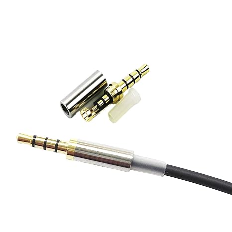 2Pcs Gold 4 Pole 3.5mm Male Repair Headphone Jack Plug Metal Audio Soldering Headset Connector Silver