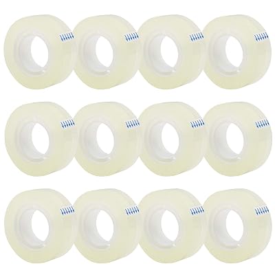 OWLKELA 12 Rolls Transparent Tape Refills, Clear Tape, All-Purpose Transparent Glossy Tape for Office, Home, School