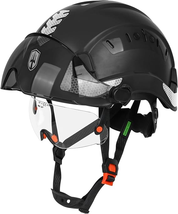 GREEN DEVIL Construction Safety Helmet Hard Hat with Visor and Safety Glasses ANSI Z89.1 Cascos De Construccion Vented ABS Work Hardhat for Men&Women