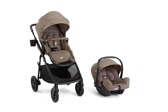 Joie Baby Ginger 4-in-1 Stroller & Rue Car Seat Travel System, Lightweight | Lightweight Baby Car Seat with an Included Anti-Rebound Base for Easy Install and Height-Adjustable Stroller
