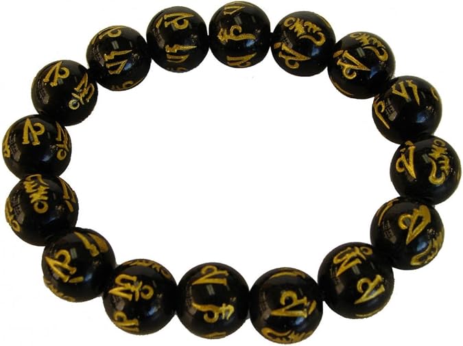 Feng Shui Import Black Obsidian Bracelet with Mantra