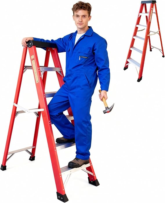 Ladder 6-Foot Fiberglass Step Ladder, 330 lb Capacity Type IA, Heavy Duty Folding Platform Ladder for Home, Work, and Industrial Use (6 Feet)