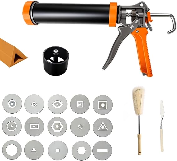 Clay Extruder Gun Handheld with 15 Shape Plates, Versatile Ceramic Tool