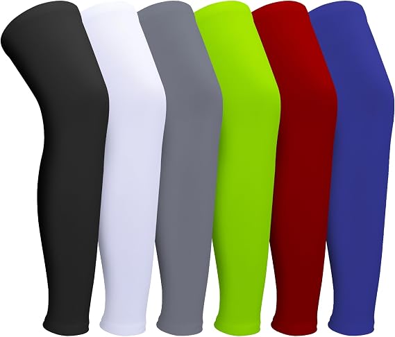 3 Pairs Leg Sleeves, Full Length Leg Compression Sleeve | Sports Leg Knee Sleeve with Anti Slip Silicone Strips