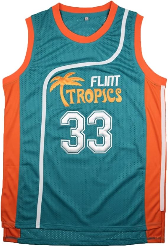 Moon 33" Flint Tropics Basketball Jersey S-L Green, 90S Hip Hop Clothing Party, Stitched Letters Numbers