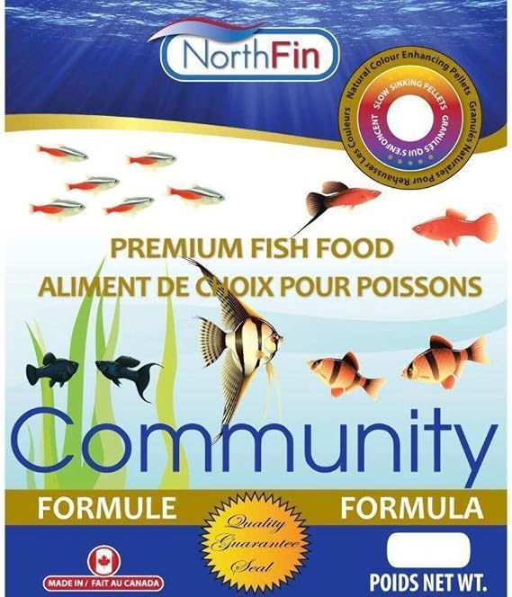 Northfin Community Fish Food, Slow-Sinking Pellets, 1mm, 500g | Community Formula; slow-sinking pellets for freshwater community fish; whole Antarctic krill meal; crafted in Canada