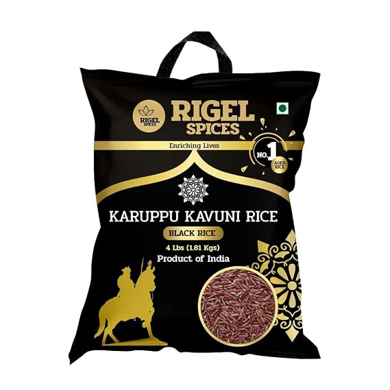 Rigel Spices | Karuppu Kavuni Black Rice (4 Pounds) | KINGS RICE | GLUTEN FREE | Ancient black rice