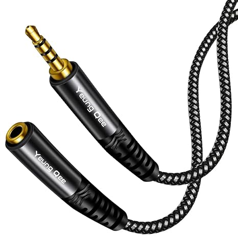 Headphone Extension Cable 0.3M, 4 Pole Nylon Braid 3.5mm TRRS Male to Female Lossless Stereo Audio Adapter Extension Cable for Tablet/PC/ PS4 and More (0.3M)
