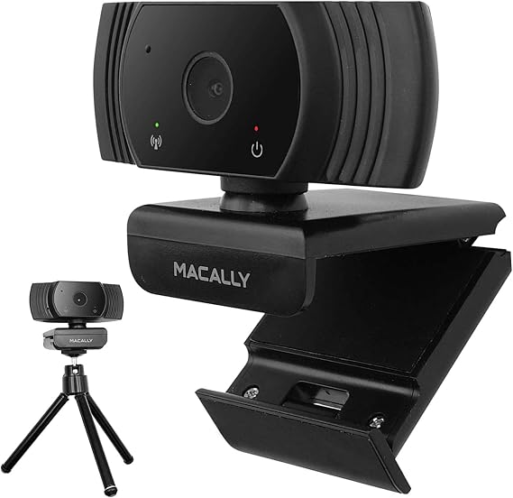Macally 1080P Webcam with Microphone - Stay Connected Virtually - 120 Wide Angle HD 30FPS USB Computer Camera for Desktop - Web Cam for Streaming, Meetings, Skype, Zoom, PC, Laptop, Mac, Face Time