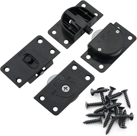 2Sets Black Sliding Cabinet Hardware Component Home Wardrobe Sliding Door Nylon Pulley Wheel Cabinet Hanging Wheel Wardrobe Furniture Hardware for Closet, Wardrobe, Sliding Doors