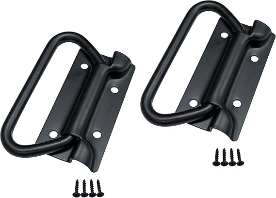 'QCAA Chest Handle for Toolbox Lift Door Chest, 3-3/8" x 1-3/4", Black, Made in Taiwan, 2 Pack