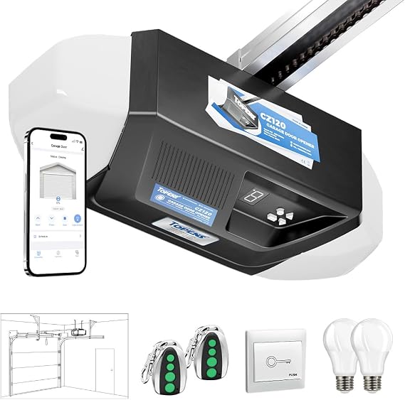 TOPENS CZ120 Smart Garage Door Opener Chain Drive Heavy Duty 800N