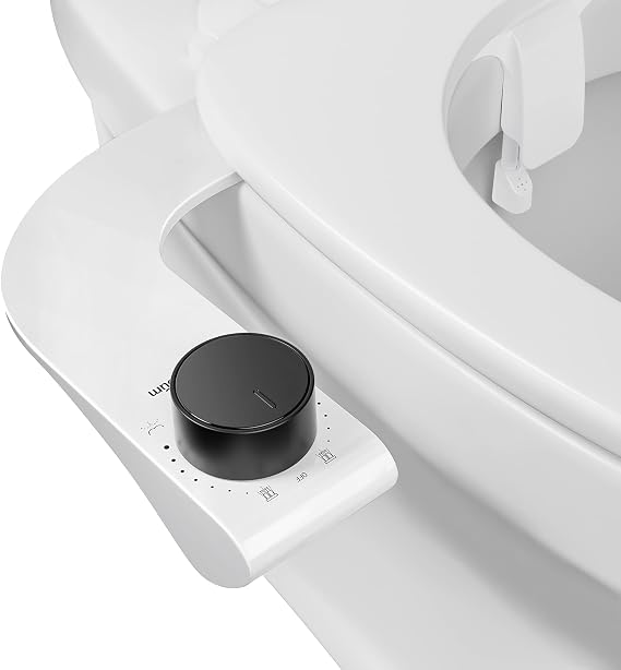 Bath & Bum Bidet, Ultra-Slim Bidet Attachment, Non-Electric Bidet Toilet Seat Attachment,Detachable Self-Cleaning Dual Nozzles and Adjustable Water Pressure, Easy to Install Bidet