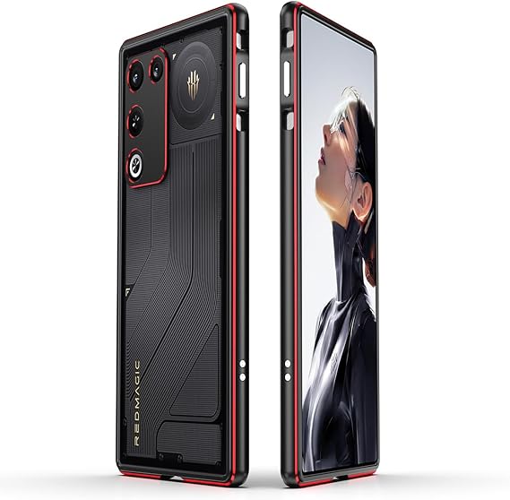 for RedMagic 11 Air Metal Case, Dual Color Metal Bumper Frame case,Shockproof & Heat Dissipation Design,Easy Installation,Signal-Friendly (Red)