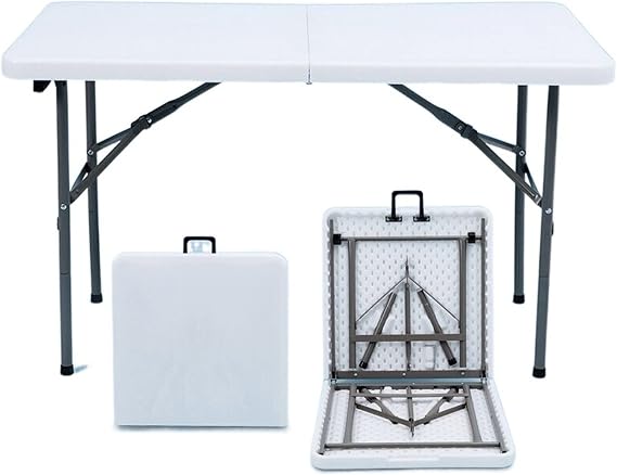 Convenient Folding Dining Table Snack Tray Table, Simple Long Table Conference Table Outdoor Stall Table ( : 1.8m+6 backrest Chairs)