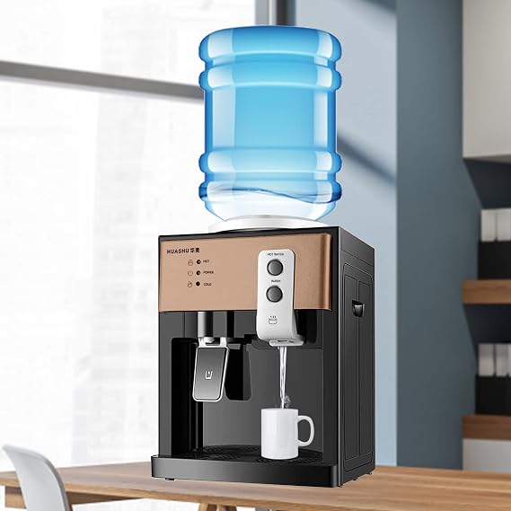 Top Loading Water Cooler Dispenser - 550W Desktop Electric Hot and Cold Water Dispenser,3 Temperature Settings - Boiling Water, Normal Temperature Water,Ice Water(46-59F) for 1 to 5 Gallon Bottles