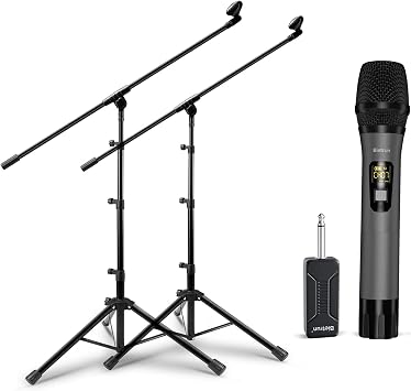 Bietrun WXM04 Grey with 2 Pack Mic Stand