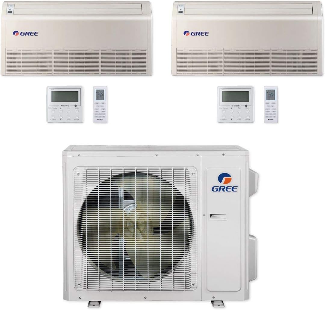 Gree 24,000 BTU Multi21 Dual-Zone FloorCeiling Mini Split Air Conditioner Heat Pump 208230V SEER 21 12-12