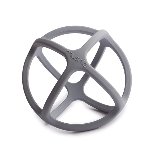 mushie Silicone Baby Teether Ball Toy (Dove Gray)