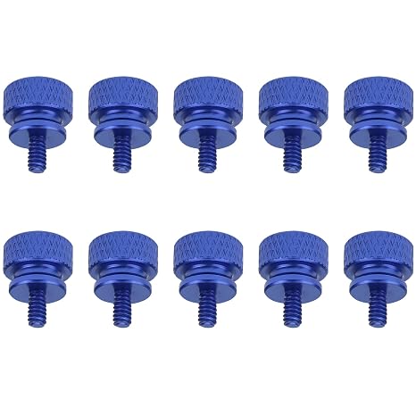 HELIFOUNER 10 Pieces 6-32 Thread, Blue Color Anodized Aluminum Computer Case Thumbscrews, Thumb Screws for Computer Case/Cover/Power Supply/Hard Drives