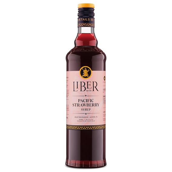 Liber & Co. Pacific Strawberry Syrup - Handcrafted with 60% Strawberry Juice - All Natural Syrup for Sodas, Daiquiris, Margaritas & Dessert - Makes 50 Drinks (25.4 oz)