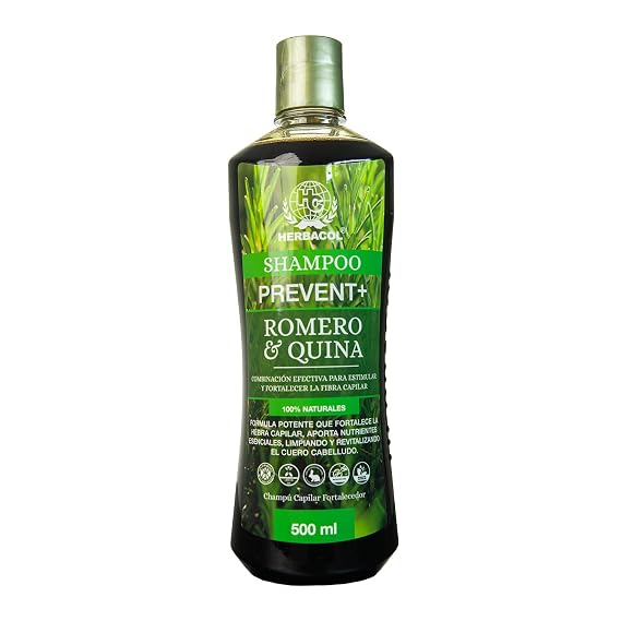 Herbacol Rosemary and Quina Shampoo Prevent Plus | Shampoo Prevent Plus con Extracto de Romero y Quina | 16.9 Fl Oz - 500 ml.