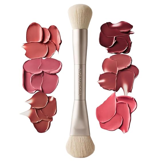 Summer Fridays The Blush Brush - Dual Ended Makeup Brush for Cream Blush with an Ergonomic Handle + Ultra Plush Blending Bristles - Blends Cream Makeup Formulas for a Natural Finish (1 Count)