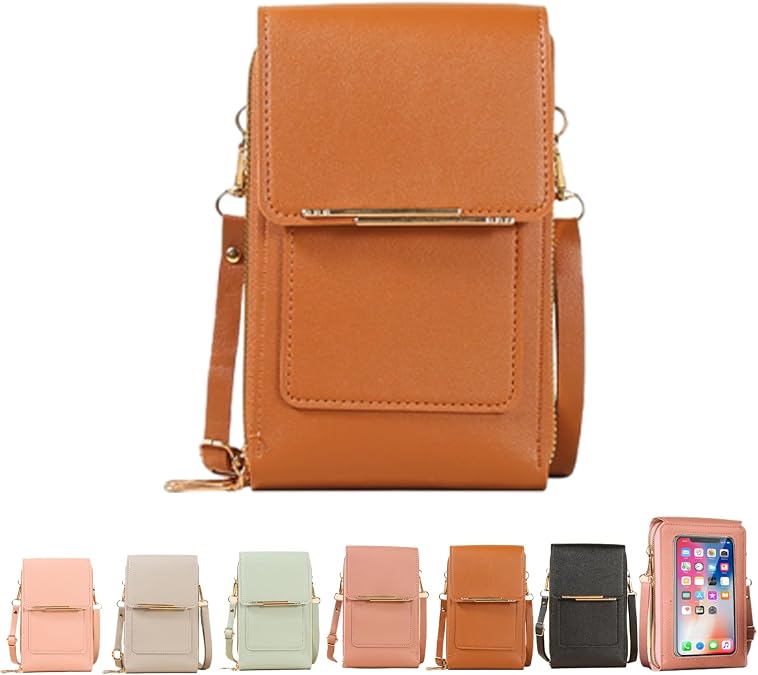Purse, Touchscreen Crossbody Phone Purse, Small Leather Cell Phone Wallet Bag for Women