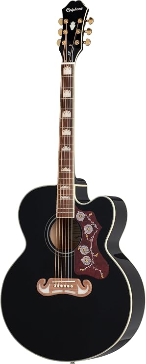 Epiphone J-200EC Studio Black Electric Acoustic Guitar Top Single Board Epiphone