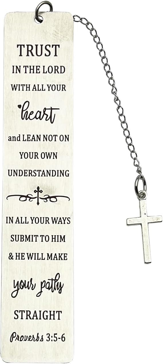 Christian Bookmark Gifts for Women Girls Boys, Inspirational Religious Book Mark Markers Faith (Trust in The Lord with Your Heart)
