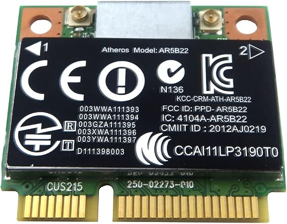 Qualcomm / Atheros AR9462 AR5B22 WB222 Half Mini PCIe PCI-Express WLAN WiFi Wireless Bluetooth BT Card replacemnet for HP Compaq 676690 676786-001