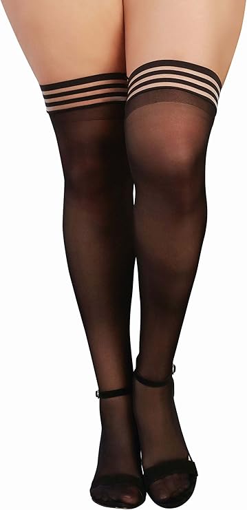 Sheer Thigh Highs with Striped Top by Dreamgirl