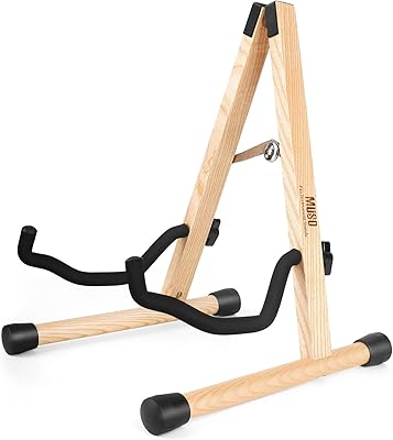 MUSO Guitar Stand,Acoustic Guitar Stand,Wood Classical Electric Guitar Stand,Foldable Bass Guitar Stand,Guitar Accessories also fit Bass,Violin,UkuleleAshtree