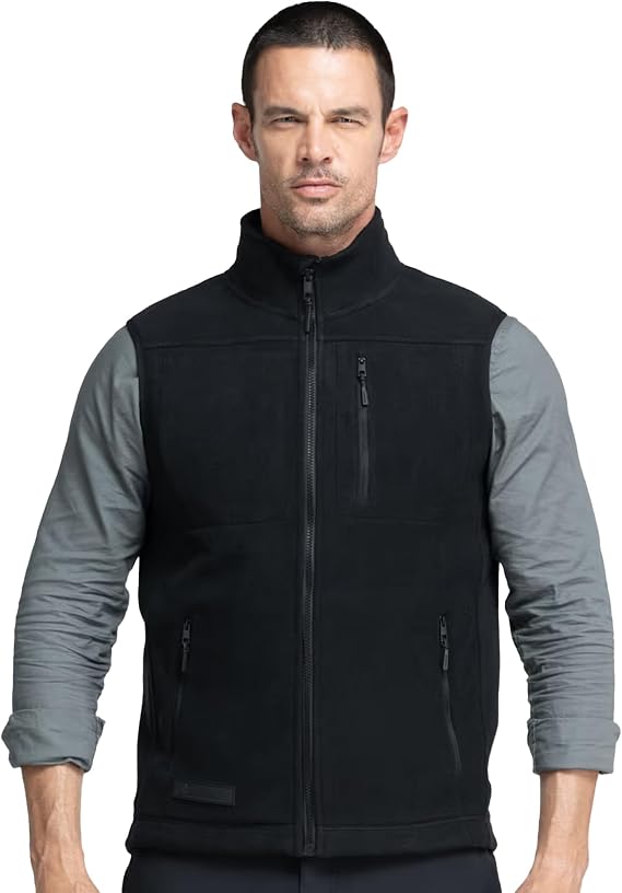 BAERSKIN Windproof Fleece Vest for Men - Lightweight Mens Vest Outerwear with Pockets - Tactical Puffer Vest S-4XL Navy