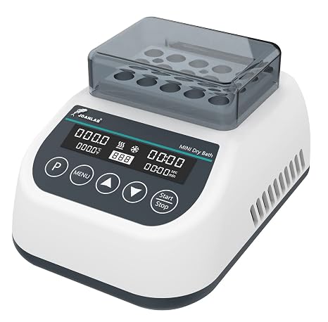 JOANLAB MDB100C Mini Dry Bath, 1.5ml x15 Programmable | Digital thermostatic block heater, heating & cooling, RT-15C to 100C, 9 programs, timer,1.5ml block, for lab incubation