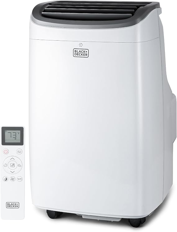 BLACK+DECKER Portable Air Conditioner, 9,000 BTU, BPACT08WT, White | 5,300 BTU SACC for Rooms up to 400 Sq. Ft., 3-in-1 Portable AC, Fan and Dehum with Follow Me Remote Control