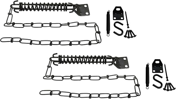 QCAA Spring and Storm Door Chain, 28", Black, 2 Pack, Made in Taiwan